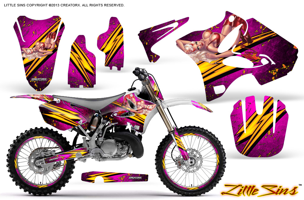 Yamaha YZ125-YZ250 02-12 Graphics Kit Little Sins Pink NP Rims